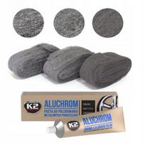 Metalo poliravimo rinkinys K2 Aluchrom: 3 vnt. plieninės vilnos ir pasta