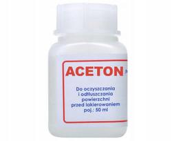 Acetonas paviršių riebalų valiklis, dėmių šalinimo priemonė, senų dažų ir lako valiklis, 50 ml