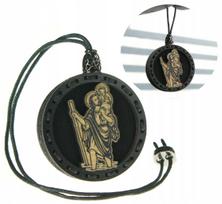 Automobilio kvapas su mediniu pakabuku Deconet Black, Saint Christopher