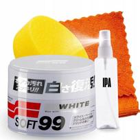 Automobilių vaškas SOFT99 White Wax, 350 g, šviesiems lakams, rinkinys