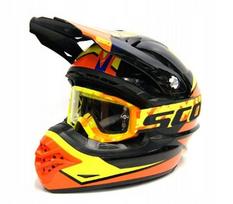 Motociklininko šalmas Scott 350 Pro Podium, juodas/oranžinis, XL dydis