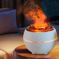 Flame Volcano Air Humidifier USB Aroma Diffuser Essential Oils Diffuser Ultrasonic Fogger Sprayer Night Light for Home Office brown