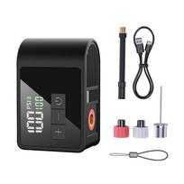Super Small Easy Carry Bike Air pumps Build In LCD Display AI Auto stops LED Light Multiple Valves Adapters For Mountain Road Bicycles 1 black