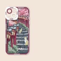 Japan Anime Mount Fuji Street Scenery Case For RENO 15F 15 14F 13F 12F 11F 11 12 14 15 PRO 10 8 Transparent Soft Silicone Cover RENO 12 5G gray