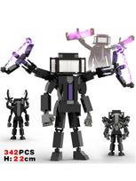 2025 New Skibidi Building Block Horror Game Speakerman Camara Cartoon Doll Toilet Titan TV Man Bosses Model Kids Birthday Gift Paper Manual black