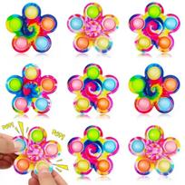 Tie Dye Flower Fidget Spinner Pop It Push Bubble Sensory Toy Stress Relief ADHD Anxiety Hand Spinner Kids Party Fidget Gift blue