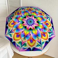 1pc Psychedelic Mandala Automatic Folding Umbrella - Compact 8-Rib Design,Perfect Gift for Friends & Family yy250926030 blue