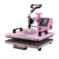 Heat Press Machine 12x15 in 8 in 1 with 30oz Tumbler Press T-Shirts Pink gray