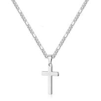 Men 14K Real Gold Plated Cross Necklace Waterproof Layer Figaro Cuban Rope Chain Necklaces Easter Christian Religious Jewelry