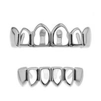 2Pcs/Set Glossy Dental Grills Classic Hollow Teeth Grillz Braces  for Women Men sidabras