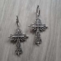 Gothic Style Kroll Earrings: Large Stainless Steel Cross Design