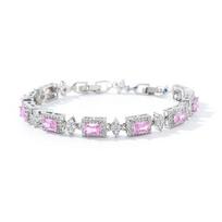 Cross Star Light Color Treasure Bracelet Rectangular Light Luxury Pure Hand-Inlaid Geometric Color Zircon Bracelet Female rožinė
