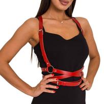 Punk Charm Adjustable Waist Trainer Belt Harness Strap With Multiple Sizing Adjust Faux Leather Body Shaper Belt raudona