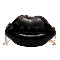 Plastic Crossbody Bag Cute Lip Shape Zippered Shoulder Purse Handbag for Women karšta rožinė spalva