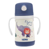 THERMOS 316L nerūdijančio plieno vaikiškas termokubilas su rankena ir šiaudeliu white