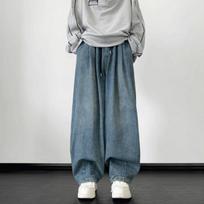 Jeans Men Spring Autumn Wide Leg Jeans Male Loose Straight Denim Pants Harajuku Vintage Blue Jean Trousers Streetwear Clothes S mėlyna