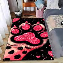 Leopard Print Carpet in Vibrant Pink and Black Animal Design for Home Decor Suitable for use as an anti-slip    for    room and bedroom sofas 40x60cm( 15x23in ) black