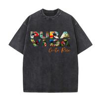 Pura Vida Kosta Rikos Vibracijos Menas Vintažinis Nusidėvėjęs Skalbtas Medvilninis Trumpomis Rankovėmis Gatvės Stiliaus Apranga 2XL gray