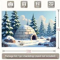 2D Winter Igloo Backdrop Arctic Forest Photography Background 47.2x31.5inch/120*80cm gray