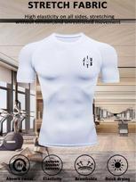 Mens Compression Short Sleeve T-Shirt Jiu Jitsu Letter Logo Graphic Stretch Fabric Quick Dry Breathable High Elasticity BJJ And MMA Athletic Top S balta