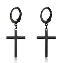 Goth Style Zircon Crystal Cross Drop Dangle Earring for Women Men Luxury Gold Silver Color Hoop Earrings Fashion Punk Jewelry black