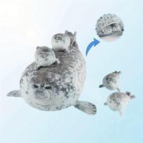 Cute Mother And Son Seal Five-Piece Plush Toys Movie Stuffed Animals Seal Zipper Toy For Boys And Girls Christmas Halloween Gift gray