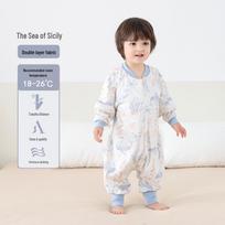 Bamboo Fiber Baby Sleeping Bag with Split Legs - Four Seasons Anti-Kick Quilt 80 cm (Height 70-85 cm) gray