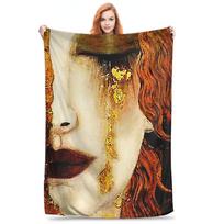 Klimt Golden T Blankets Super Soft Flannel Sofa Throw Blanket for Home Bedroom Travel Throws Bedspread Quilt 75x100cm (30x40inch) beige