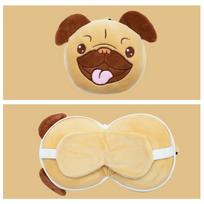 2 in1 Travel Neck Pillow Soft Napping Sleeping Pillow Portable Travel Eye Cover Pug