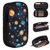 Solar System Space Planets Universe Pencil Case for Boy Girl Gifts Pen Box Pencil Bag Stationery Supplies Pen Holder Bag 21x10.5x5cm black