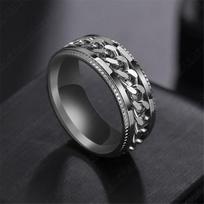 Stainless Steel Punk Fidget Spinner Korean Finger Rings Men Rings Twist Chain Women Anxiety Rings 8 sidabras