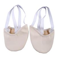 Half Faux Leather Sole Ballet Pointe Dance Shoes Rhythmic Gymnastics Slippers S white