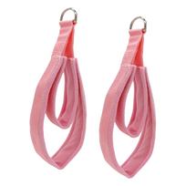 2Pcs Pilates Double Loop Straps D Rings Straps Yoga Exercise Equipment Home Gym Stretch Exercise Band Waist Back Leg Yoga Straps pink