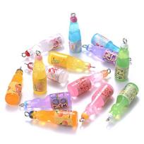 10vnt Plastikiniai Kolos, Gaiviųjų Gėrimų Pakabukai Sulčių, Alkoholio, Citrinados Buteliukai Dervos Pakabukai Papuošalų Gamybai Mini Amatai pink