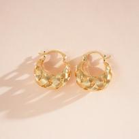 Vintage 18k real gold electroplated hollow U-shaped cross earrings niche ear buckle design earrings beige