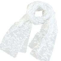 Elegant Lace Edge Scarf Comfortable Head Cover Strong Polyester For Spiritual Moment Or Travel 1 balta