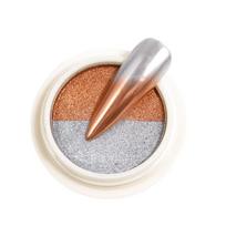 20G Chrome Nail Powder 2 Pigment Powder Effect Metallic Holographic Colors Mirror DIY Gel Nail sidabras/oranžinė