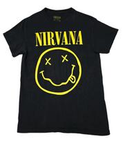 Nirvana Smiley Face 100% Cotton T-shirt Mens Tees Top Mens Size S Small Black 90s Rock Band Tee S įvairiaspalvis