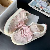 Niche dopamine leather board shoes new autumn single shoes breathable ins bread shoes 35 rožinė