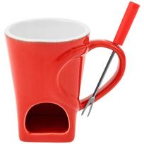 150ML Chocolate Fondue Cup European Candle Cup Ceramic Mug Heating Food Cheese Butter Coffee Mug With Fork Home Party Supplies 150ml raudona