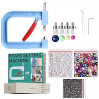 Manual Beading Machine with No-Hole Bead Setting Tool Kit for DIY Jewelry, Clothing, Bags, Shoes and Hats One Size mėlyna