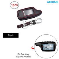 Leather Car Key Cover Bag For Pandora DXL 3000 3100 3170 3300 3210 3500 3700 Two Way Car Alarm System LCD Smart Remote Fobs Shell Protector Case black