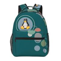 Linux Tux Penguin Christmas Pattern Student Backpack School Bag Hiking Travel Daypack for Boys Girls Bookbag Shoulder Bags One Size gray