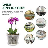 5 Sets Orchid Flower Pot Breathable Clear Orchid Planting Pot with Holes Saucers for Indoor Outdoor gray