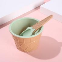 Cute Ice Cream Bowls With Spoons Vibrant Color Non Slip Dessert Sundae Dishes Set for Birthday Home Restaurant Use A9