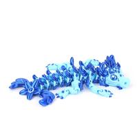 3D Printed Colorful Dragon Model With Movable Joints, Desktop Ornament Collectibles, Office Decoration S blue