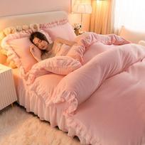 Pieno vilnos patalynės komplektas keturių dalių žieminis šiltas patogus paklodė antklodės užvalkalas pagalvės užvalkalas 1.2m bed beige