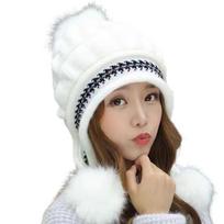 Elegant Knitted Winter Hat With Pompoms Design And EarFlaps For Women Outdoor Activities Cold Weather balta