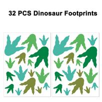 2 Sheets Dinosaur Footprint - Easy Peel & Stick, Removable Cartoon Dino Tracks Decals for Floors Dinosaur Toys 2 sheets green