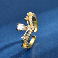 30 Point Princess Cut V Shape Diamond Ring Fashionable Light Luxury Daily Elegant High End Temperament Female Ring Adjustable opening auksas